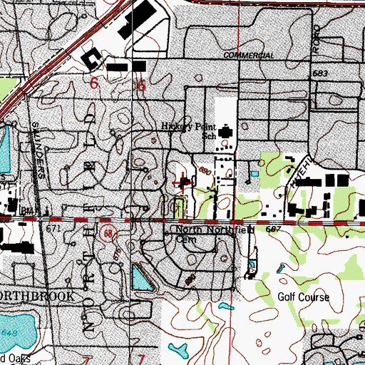 Topographic Map of Our Lady of the Brook Worship Center, IL