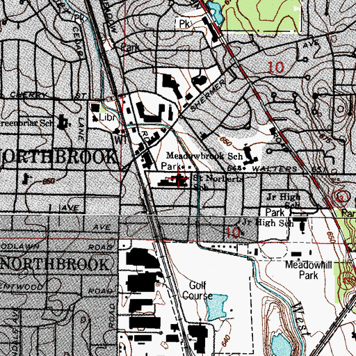 Topographic Map of Saint Norbert's Catholic Church, IL
