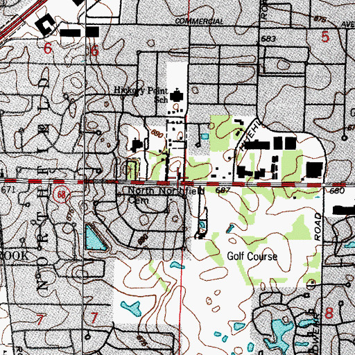 Topographic Map of Temple Beth El, IL