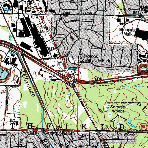 Topographic Map of Brookside Shopping Plaza Shopping Center, IL