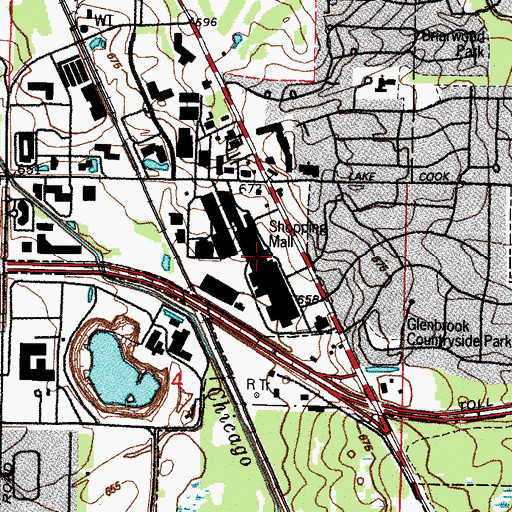 Topographic Map of Deerbrook Shopping Center, IL