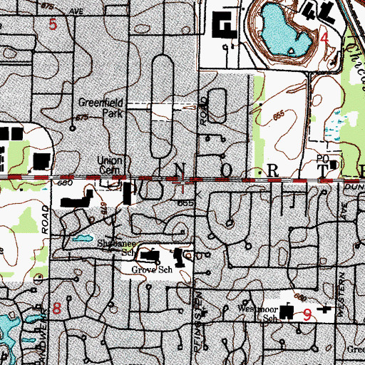 Topographic Map of Dunster Plaza Shopping Center, IL