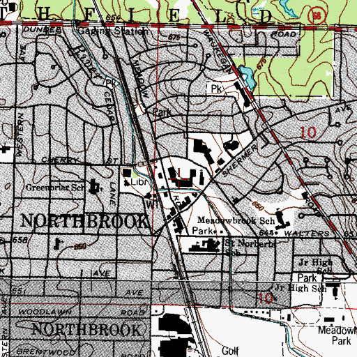 Topographic Map of Meadow Shopping Plaza Shopping Center, IL