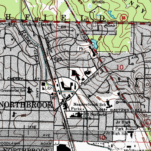 Topographic Map of Northbrook Shopping Plaza Shopping Center, IL