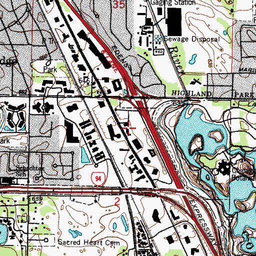 Topographic Map of Village Square Shopping Center, IL