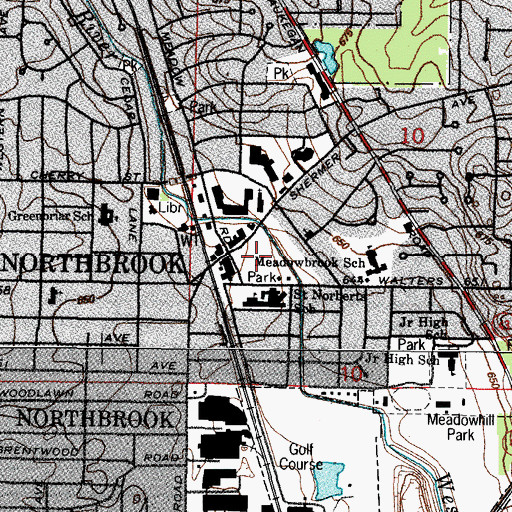Topographic Map of Village Green, IL