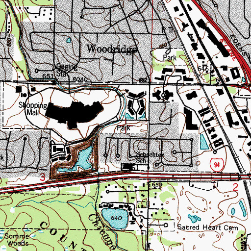 Topographic Map of Williamsburg Square Park, IL