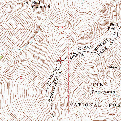Topographic Map of Hoosier Ridge, CO