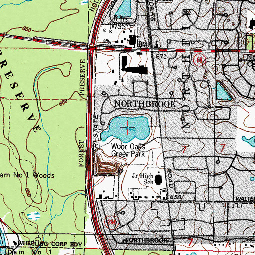 Topographic Map of Lake Shermerville, IL