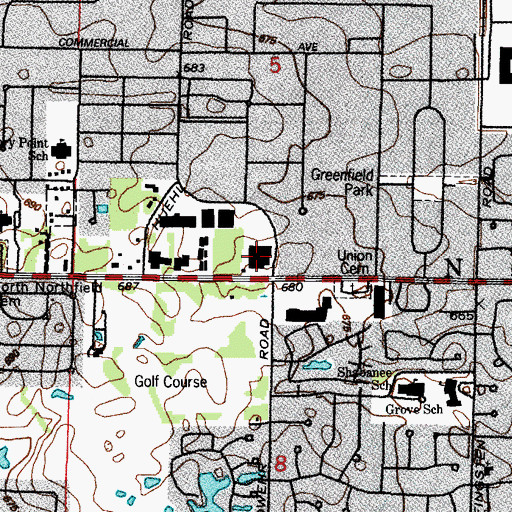 Topographic Map of Solomon Schechter Day School, IL