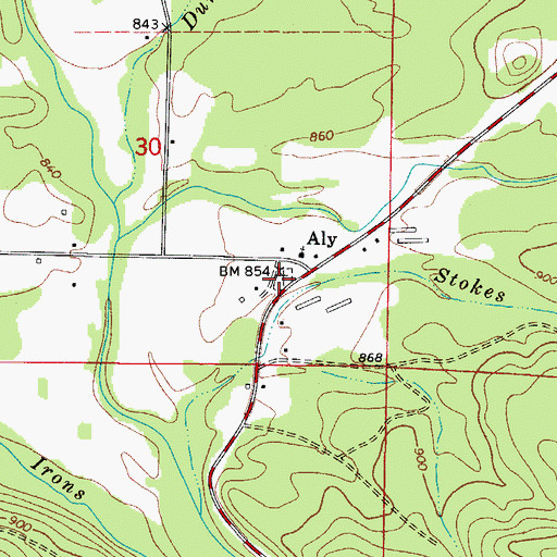 Topographic Map of Aly Union Community Church, AR