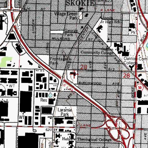 Topographic Map of Cheder Lubavitch School, IL