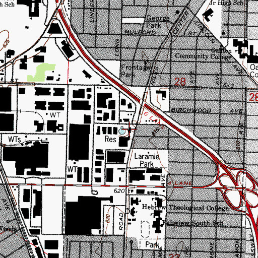 Topographic Map of Skokie Fire Department - Station 16 Headquarters, IL