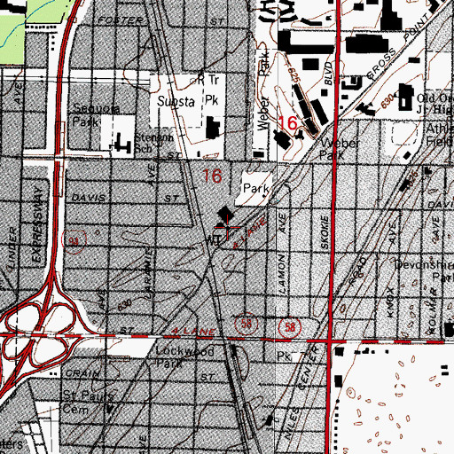 Topographic Map of Skokie Fire Department Station 18, IL