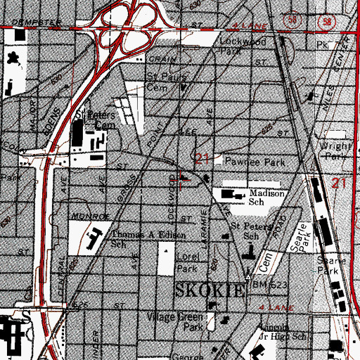 Topographic Map of Niles Township Community Day Care and Food Pantry, IL