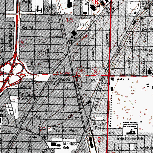 Topographic Map of Skokie Swift Station, IL