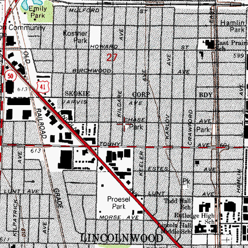 Topographic Map of Chase Park, IL