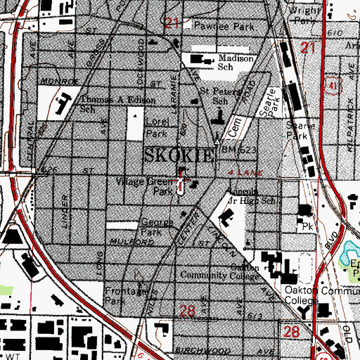 Topographic Map of Holocaust Memorial and Veterans Memorial, IL