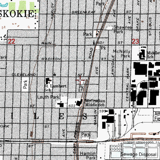 Topographic Map of Menominee Park, IL