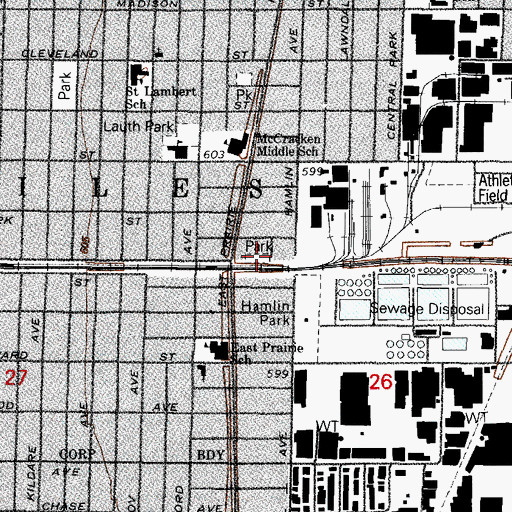 Topographic Map of Mulford Park, IL