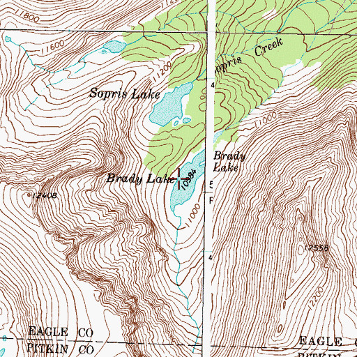Topographic Map of Brady Lake, CO
