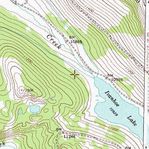 Topographic Map of Ivanhoe Lake, CO