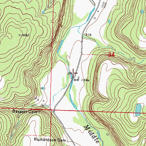 Topographic Map of Carter Post Office (historical), AR