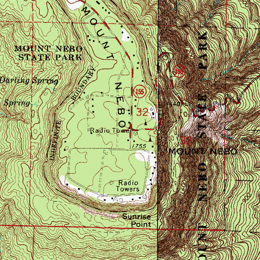 Topographic Map of Mount Nebo Post Office (historical), AR