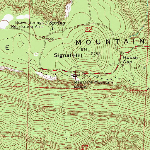 Topographic Map of Mount Magazine Post Office (historical), AR