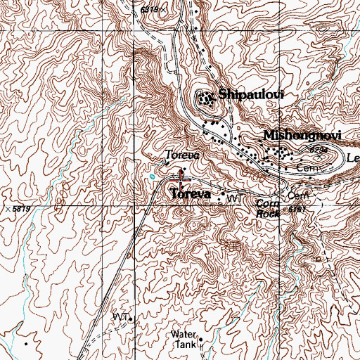 Topographic Map of Toreva Post Office (historical), AZ