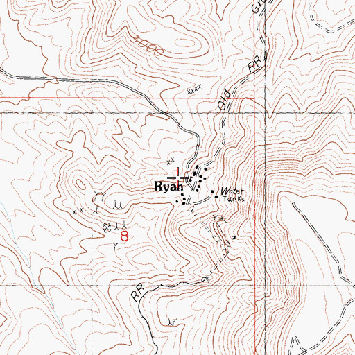 Topographic Map of Ryan Post Office (historical), CA