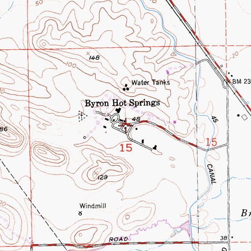 Topographic Map of Byron Hot Springs Post Office (historical), CA