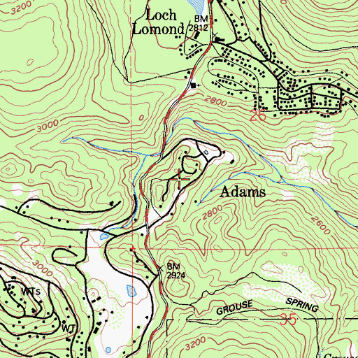 Topographic Map of Adams Post Office (historical), CA