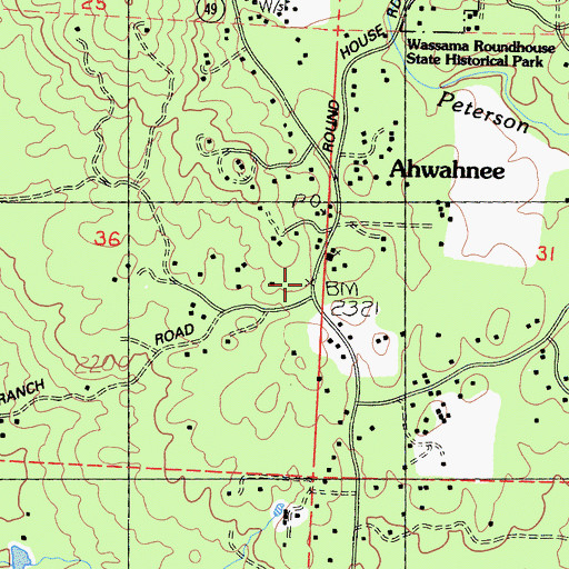 Topographic Map of Ahwahnee Post Office (historical), CA