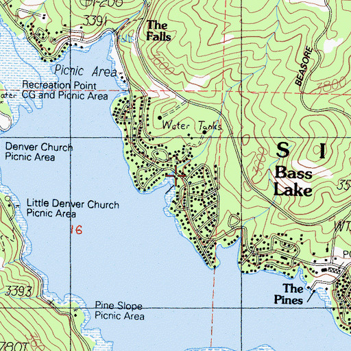 Topographic Map of Bass Lake Post Office (historical), CA