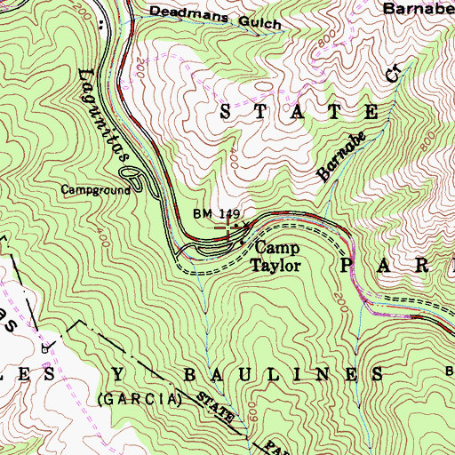 Topographic Map of Camp Taylor Post Office (historical), CA