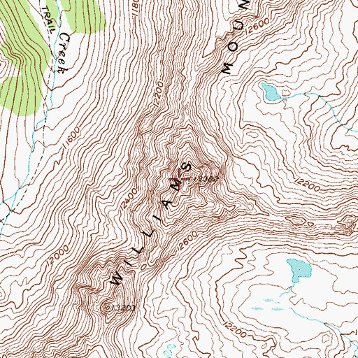 Topographic Map of Williams Mountains, CO