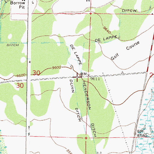 Topographic Map of De Lappe Henderson Ditch, CO