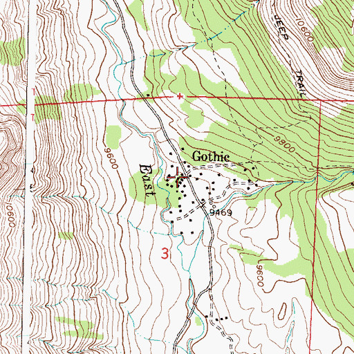 Topographic Map of Gothic Post Office (historical), CO
