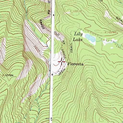 Topographic Map of Floresta Post Office (historical), CO