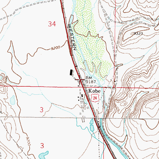 Topographic Map of Kobe, CO