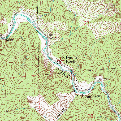 Topographic Map of Dome Rock Post Office (historical), CO