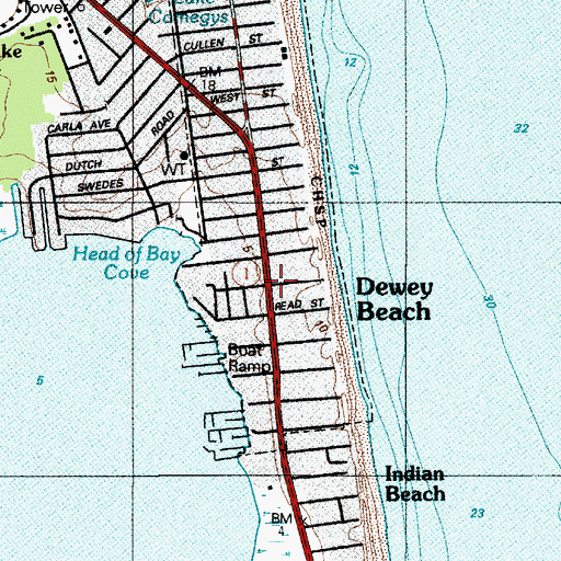 Topographic Map of Dewey Beach Post Office (historical), DE