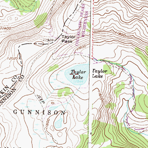 Topographic Map of Taylor Lake, CO