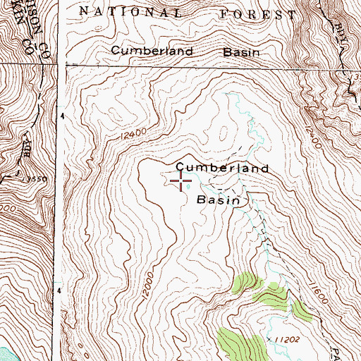 Topographic Map of Cumberland Basin, CO