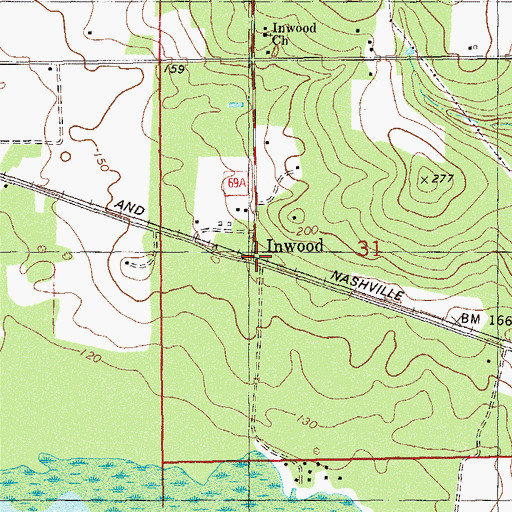 Topographic Map of Inwood Post Office (historical), FL