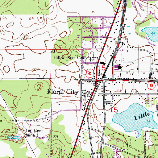 Topographic Map of Floral City Post Office (historical), FL