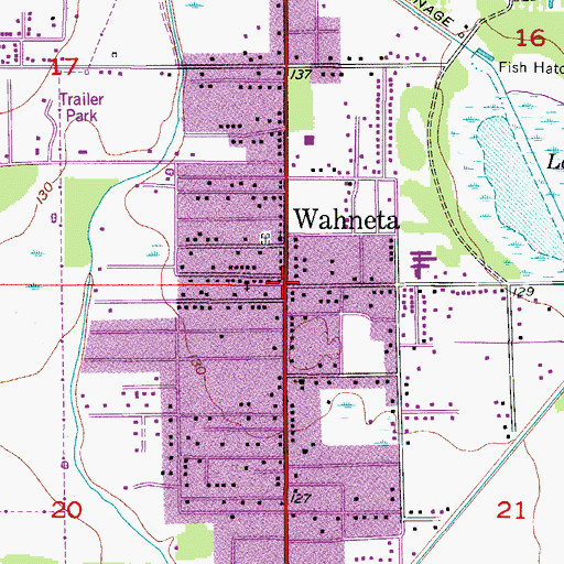 Topographic Map of Wahneta Post Office (historical), FL