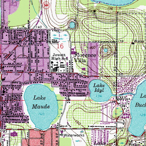 Topographic Map of Florence Villa Post Office (historical), FL