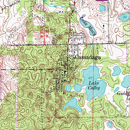 Topographic Map of Cassadaga Post Office, FL